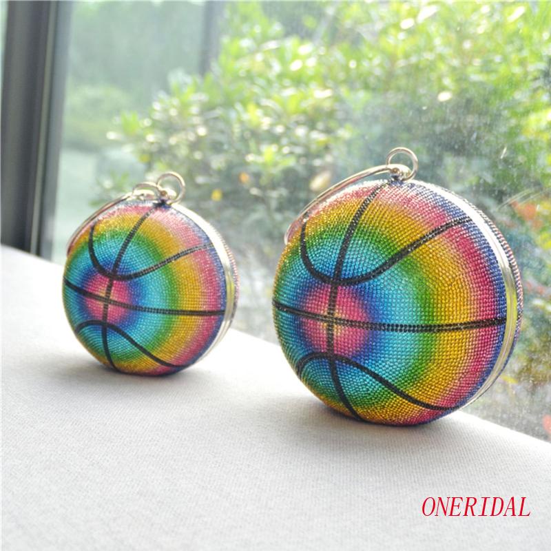 Ví Cầm Tay Hình Quả Bóng Rổ Đính Đá Lấp Lánh Phong Cách Thể Thao Đường Phố