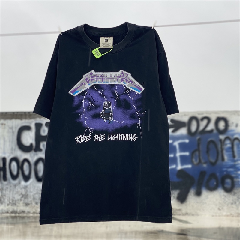 Me-tal-li &amp; - Áo Thun Tay Ngắn Thời Trang Đường Phố Cao Cấp Giới Hạn Giặt Nước to do old Cho Nam Và Nữ Cùng Phong Cách Fjgjfgdydfh