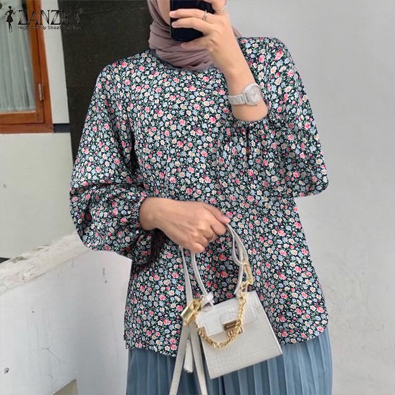 Zanzea Áo Kiểu Tay Phồng In Hoa Thời Trang Cho Phụ Nữ Hồi Giáo