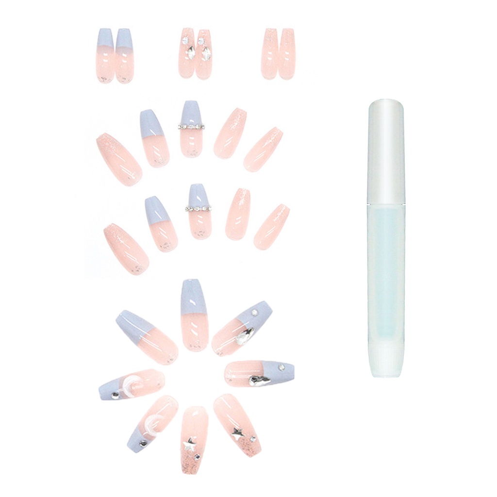1 Bộ Móng Tay Giả Che Phủ Toàn Diện Có Thể Tái Sử Dụng Kèm Keo Dán Dùng Cho Salon Làm Móng