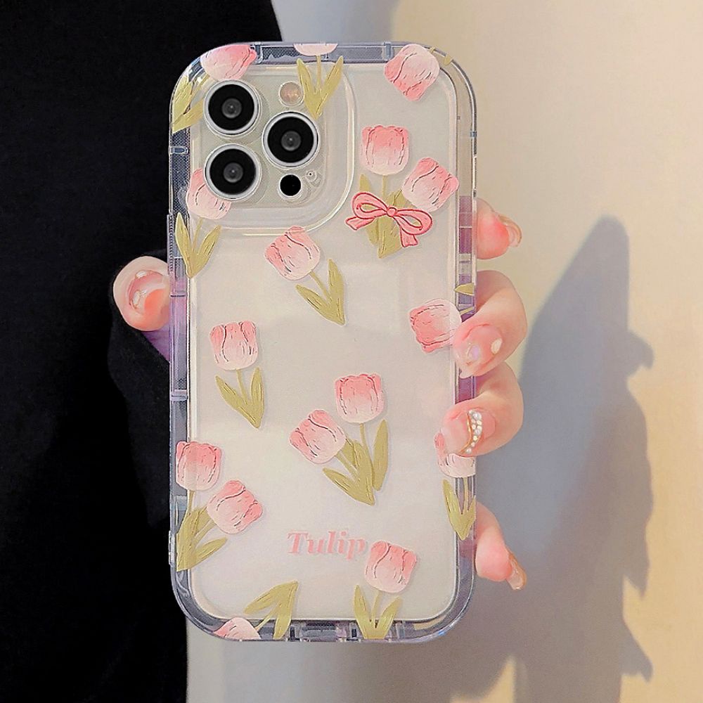Ốp Điện Thoại TPU Mềm Chống Sốc Hình Hoa Tulip Cho IPhone 11 12 13 14 Pro Max