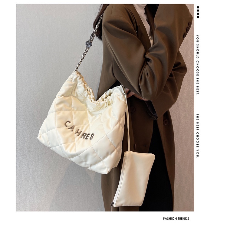 Fanli Túi Xách Đeo Vai Sức Chứa Lớn Mẫu Mới 2023 xiaoxiangfeng lingge Có Dây Xích Đơn Giản Cho Nữ