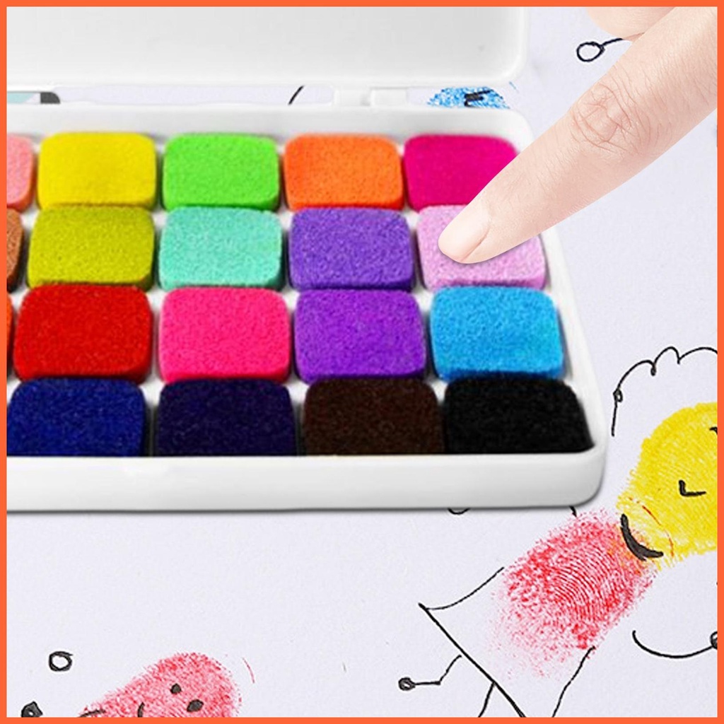 Đệm Mực In Dấu Vân Tay 12 / 24 Màu Có Thể Giặt Sạch Dành Cho Trẻ Em DIY