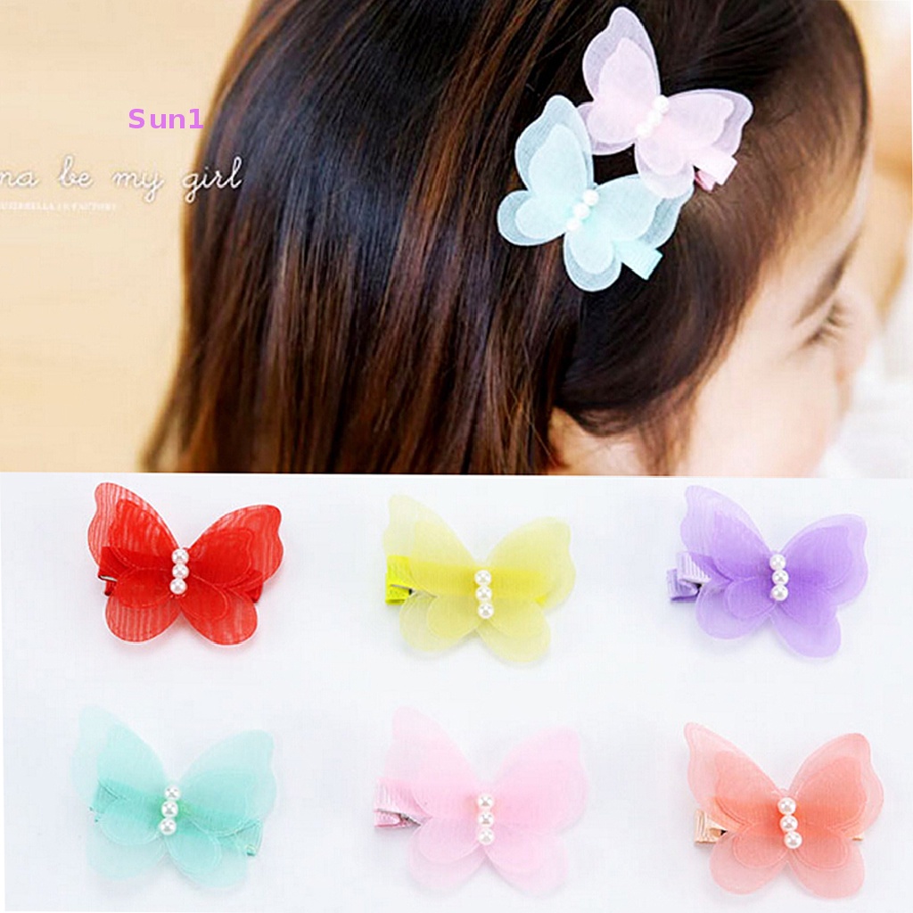 Bộ 2 Kẹp Tóc Hình Bướm Bằng Vải Voan Phong Cách Công Chúa Sun1 &gt; 2 Cái Cho Trẻ Em