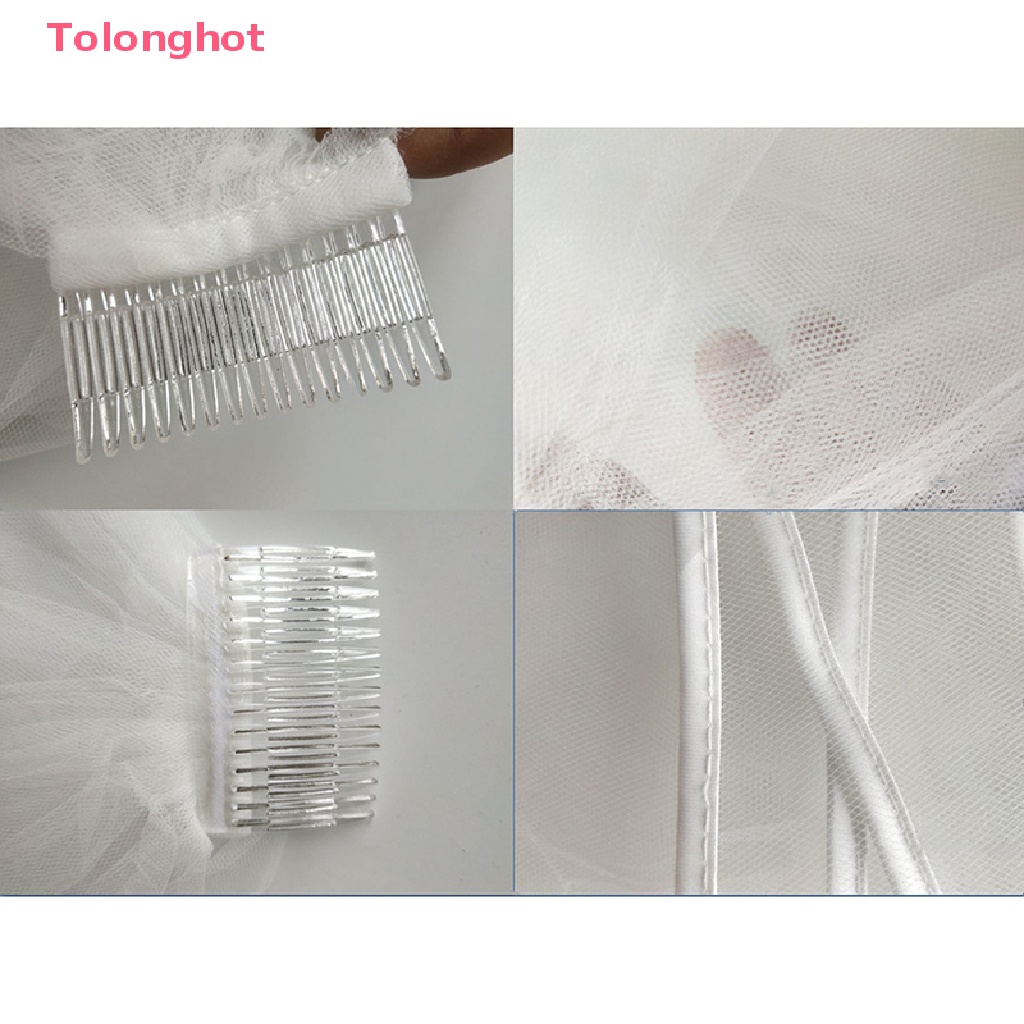 Mạng Che Mặt Vải Tuyn Hai Lớp Kèm Lược Màu Trắng Cho Cô Dâu