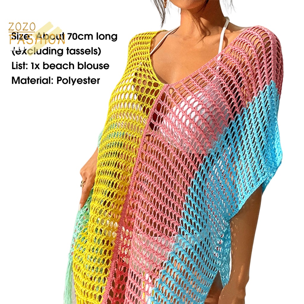 Áo Khoác Ngoài Bikini Tay Lỡ Phối Tua Rua Quyến Rũ Cho Nữ