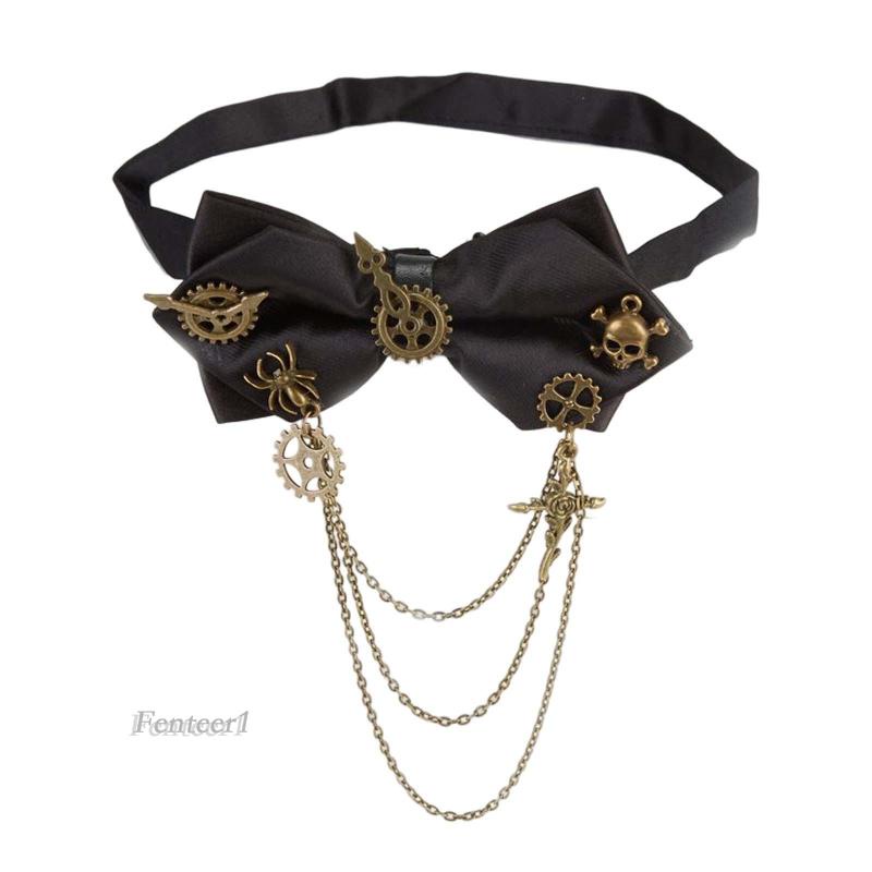 [Fenteer1] Vòng Cổ Choker Punk Với Dây Xích Bánh Răng Thoải Mái Màu Đen Cho Bạn Gái