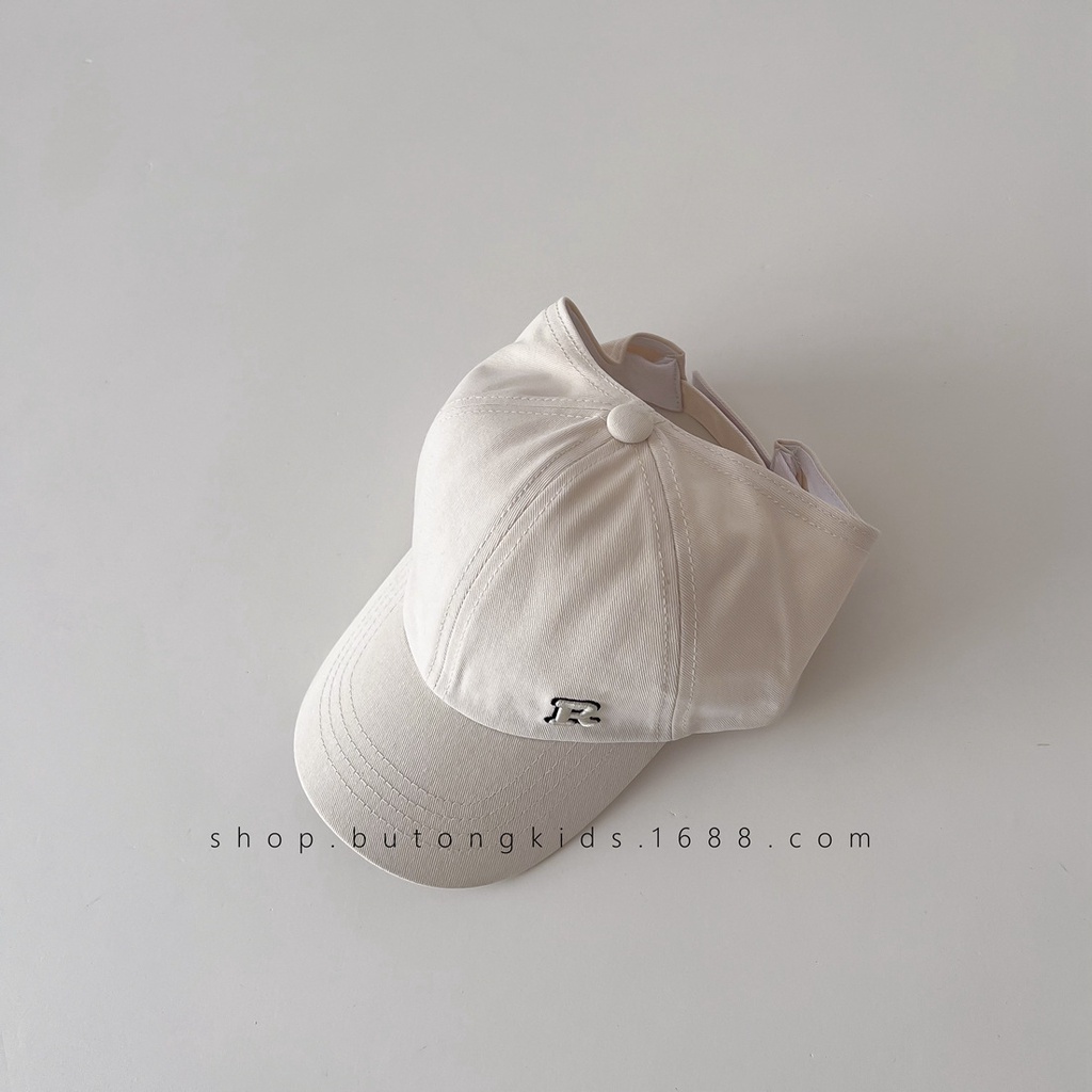 Mũ Lưỡi Trai Màu Trơn Thêu Chữ R Thoáng Khí Thời Trang Mùa Hè Cho Mẹ Và Bé