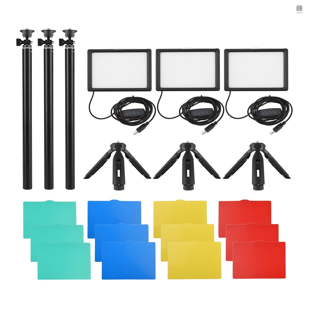 Andoer Set 3 Đèn LED USB 3200K-5500K 120 Hạt 14 Chế Độ 148cm / 58in Có Thể Điều Chỉnh Độ Cao Màu Trắng / Đỏ / Vàng / Xanh Lá / Xanh Lá / Xanh Lá / Vàng