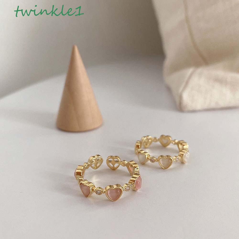 Nhẫn Hở Họa Tiết Hình Học Trái Tim Lấp Lánh Thời Trang Cho Nữ