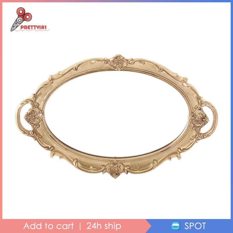 [Prettyia1] Khay Đựng Đồ Trang Sức / Nước Hoa Có Gương Trang Điểm Phong Cách Retro