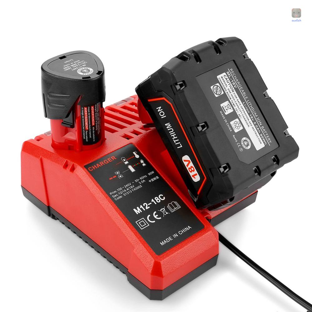Bộ Sạc Pin Li-ion M12-18C Cho Milwaukee 12 V 14.4V 18V C1418C 48-11 - 1815 / 1828 / 1840 M18 M14 M12 Lithium