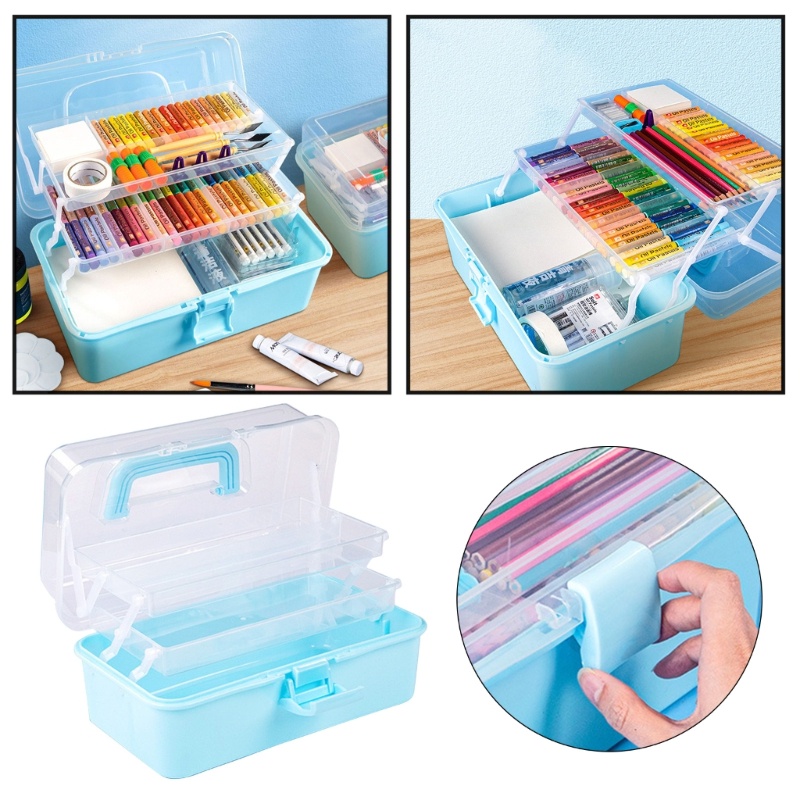 Hộp Đựng Đồ Ba Tầng Sức Chứa Lớn Có Tay Cầm Tiện Dụng