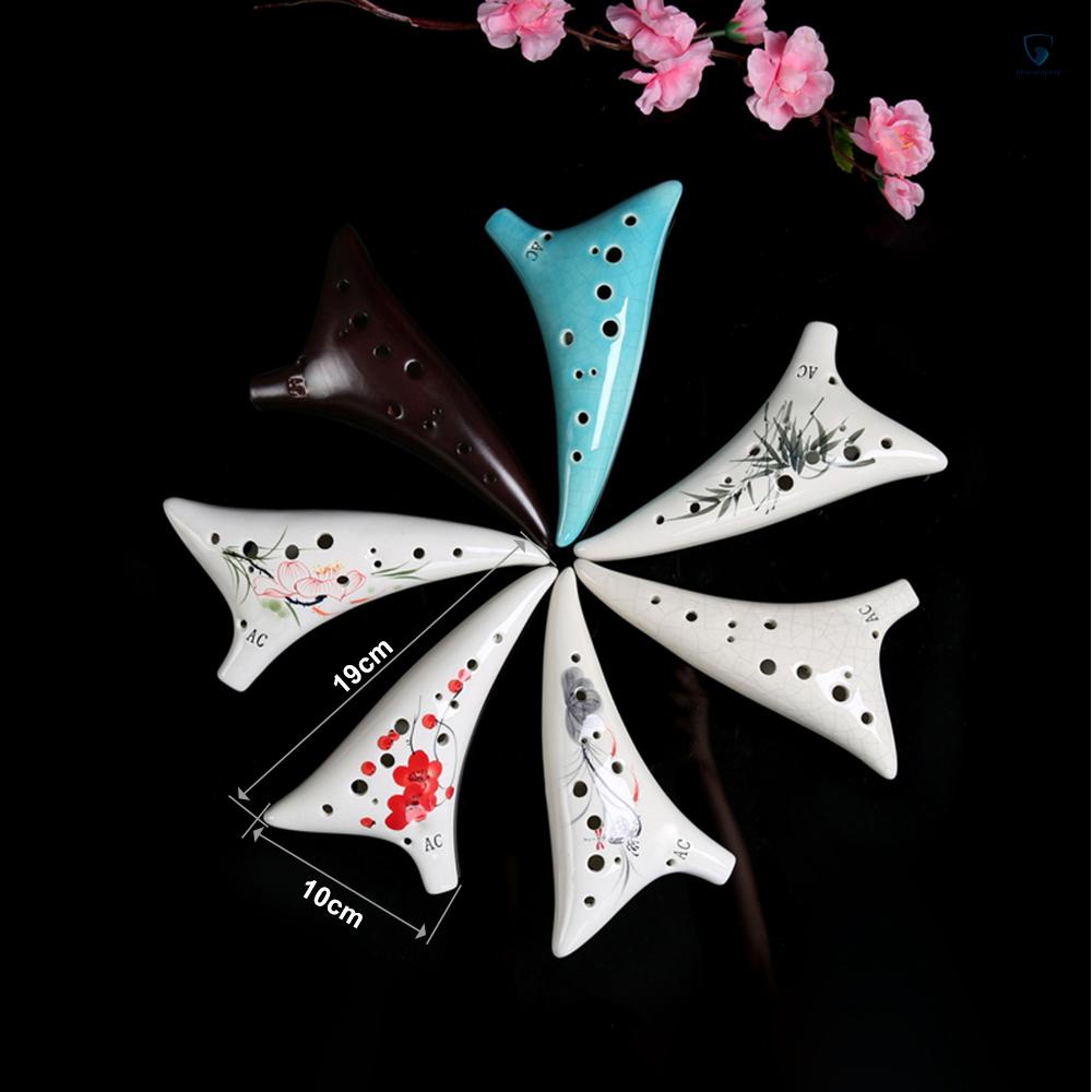 Nhạc Cụ Ocarina Alto C 12 Lỗ Bằng Gốm Sứ Có Dây Đeo Bảo Vệ Cho Người Yêu Âm Nhạc