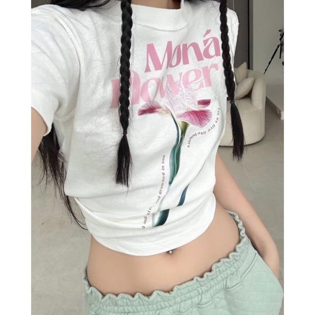 Áo babytee in hoa MONÁ - FLEUR TRẮNG, Áo phông baby tee nữ form bé local brand 2023 hot trend | BigBuy360 - bigbuy360.vn