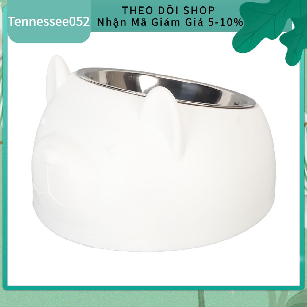 Tennessee052 Bát ăn cho mèo bằng thép không gỉ 304 Dung tích 200ml thú cưng có độ nghiêng cao chó Trắng