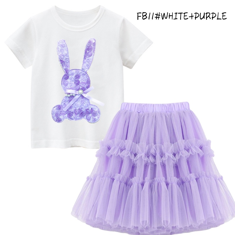 Bộ Váy Tutu 2 Món Bằng Cotton Nguyên Chất Hình Hoa Hồng Lấp Lánh Phong Cách Cho Bé Gái