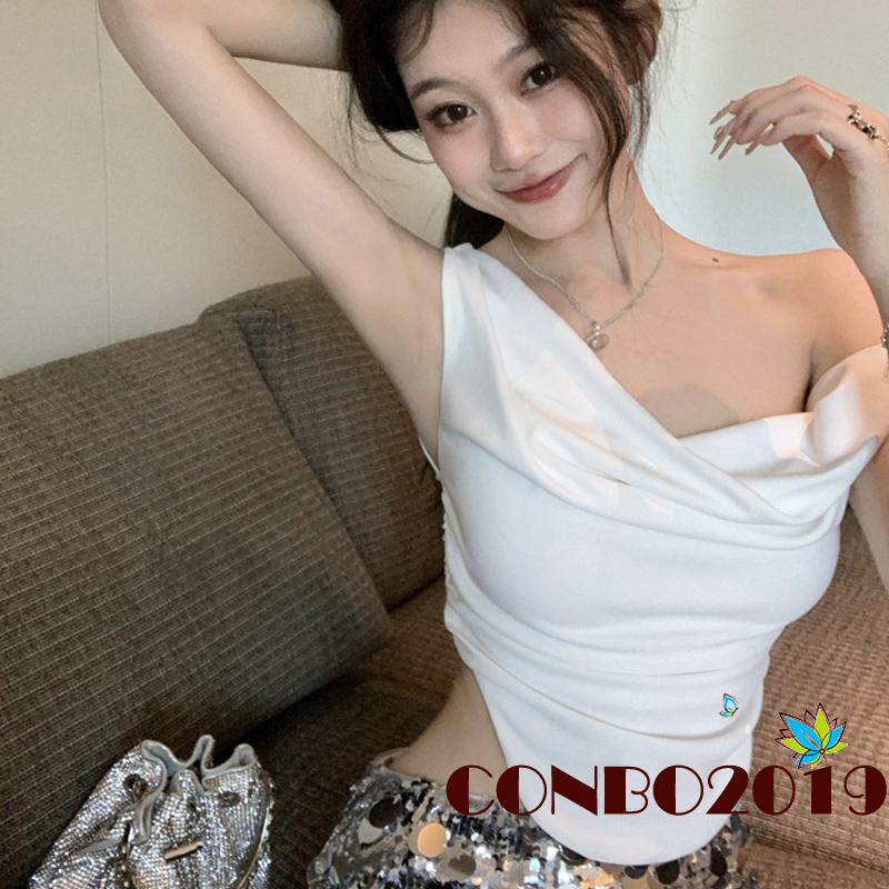 Áo Croptop Trễ Vai Màu Sắc Đơn Giản Cho Nữ