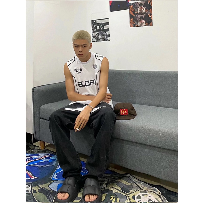 Áo Bóng Rổ Không Tay Dáng Rộng Phong Cách Thời Trang Đường Phố Mỹ Dành Cho Cặp Đôi