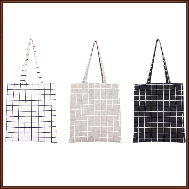 Túi Xách Vải Cotton Lanh Thân Thiện Với Môi Trường Họa Tiết Kẻ Sọc Thời Trang Cho Nữ