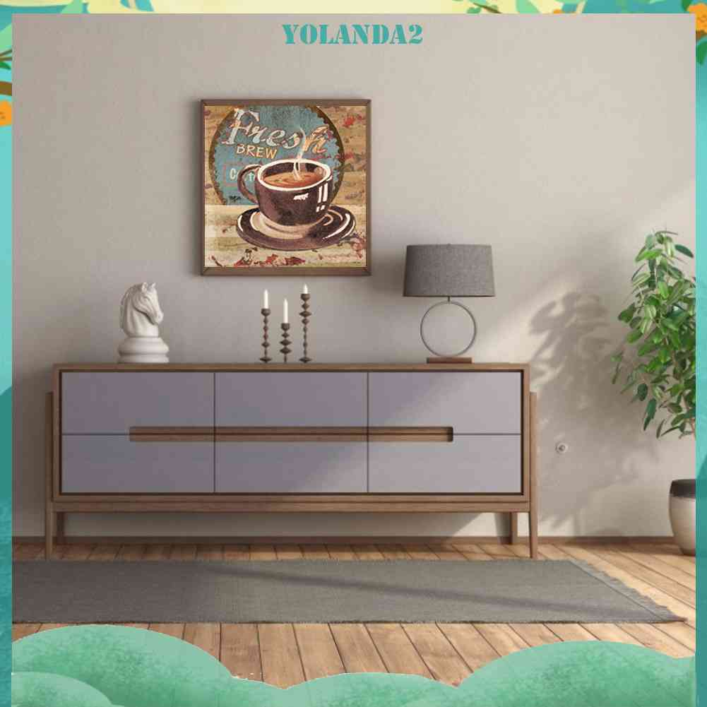 Bộ Tranh Đính Đá 5D Toàn Diện Họa Tiết Ly Cà Phê Độc Đáo DIY