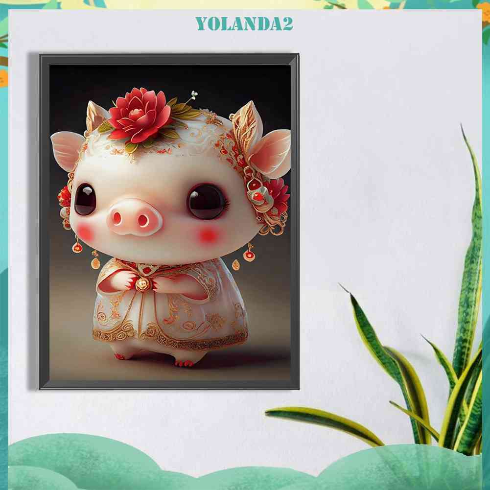 Tranh Đính Đá Kim Cương Toàn Bộ 5D DIY Hình Vẽ Heo