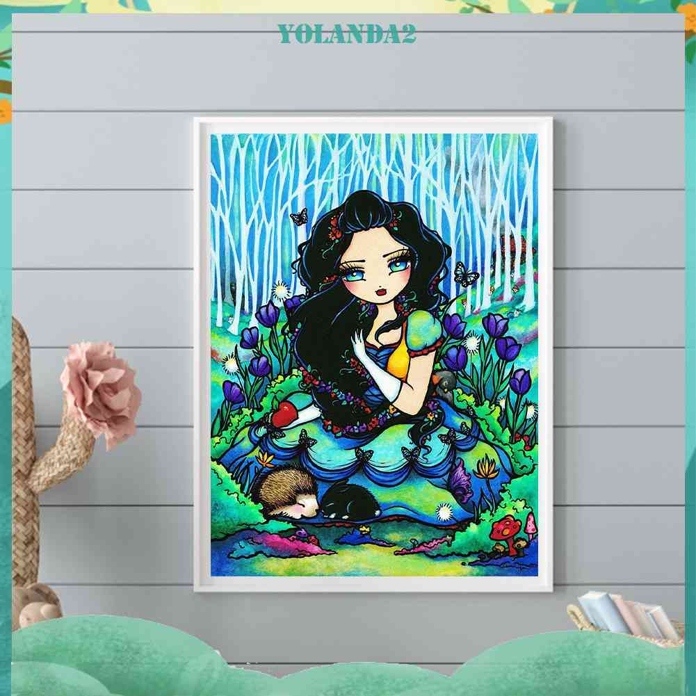 Tranh Đính Đá Kim Cương Toàn Bộ 5D DIY Hình Vẽ Cô Gái Và Hoa Trang Trí Nhà