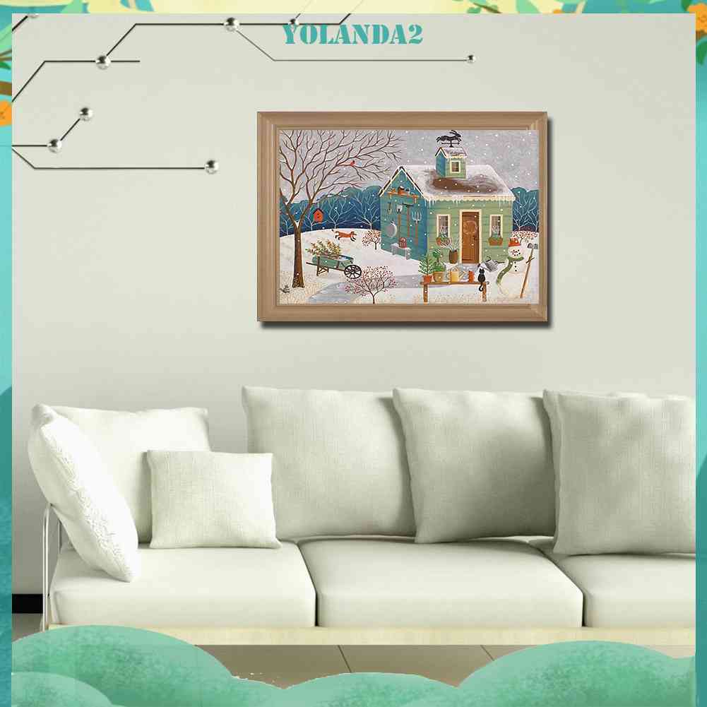 Bộ Tranh Đính Đá 5D DIY Hình Ngôi Nhà Tuyết Phủ Toàn Diện