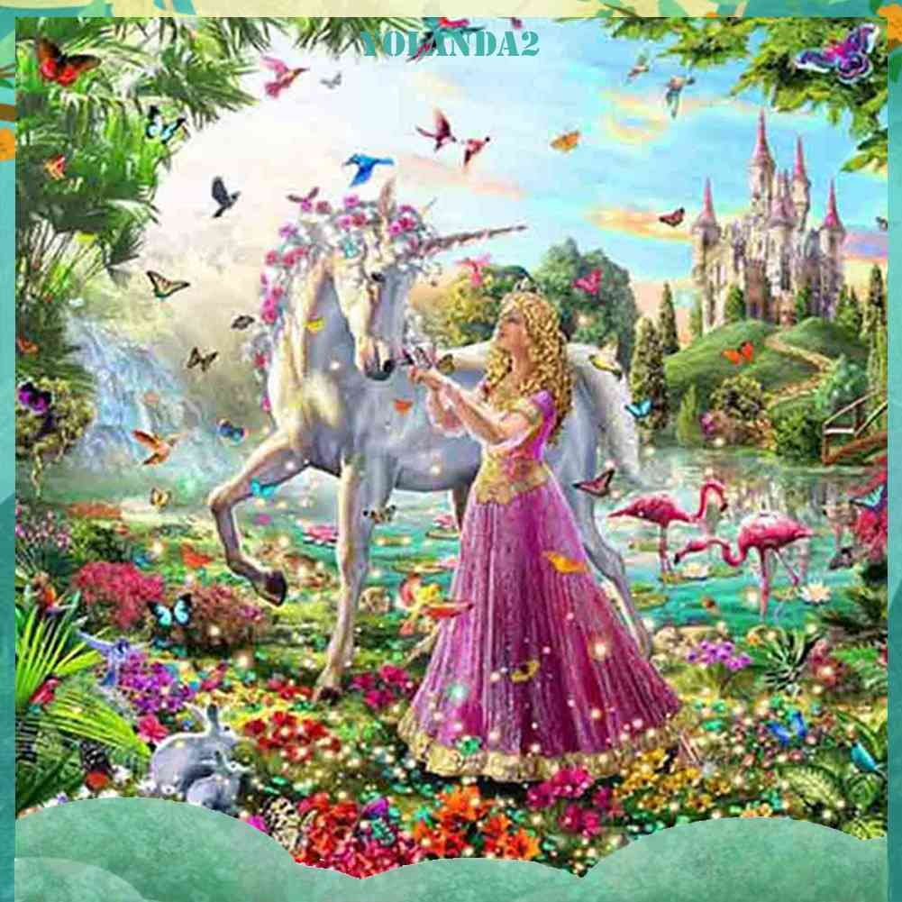 Tranh Đính Đá Kim Cương Toàn Bộ 5D DIY Hình Vẽ Công Chúa Kỳ Lân