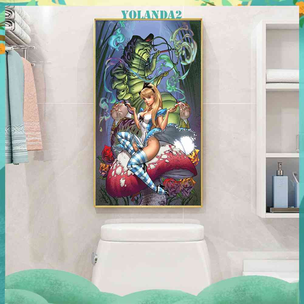 Bộ Tranh Đính Đá 5D Họa Tiết Alice in Wonderland Độc Đáo DIY Dùng Trang Trí Nhà Cửa