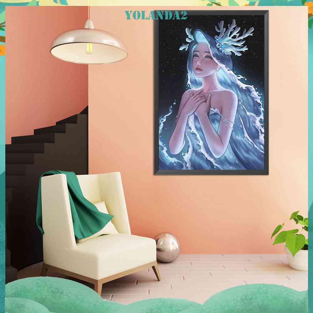 Tranh Đính Đá Kim Cương Toàn Bộ Hình Vẽ Cô Gái Anime Trang Trí Tường DIY