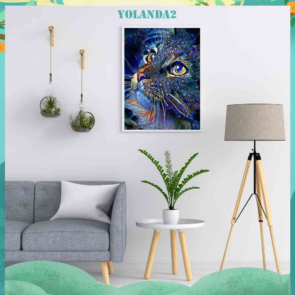 Bộ Tranh Đính Đá 5D Toàn Diện Họa Tiết Chú Mèo L.Roche Độc Đáo DIY