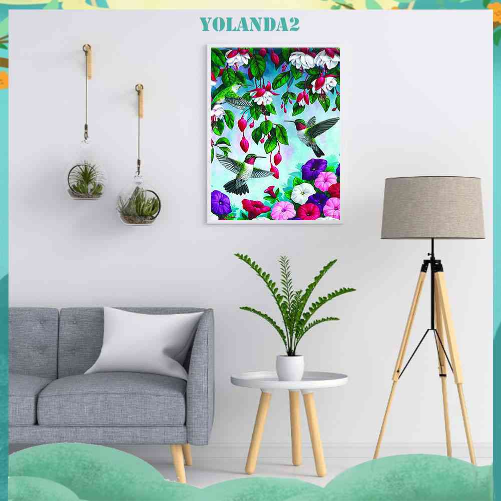 Bộ Tranh Đính Đá 24 Màu Sắc Họa Tiết Chim Ruồi Độc Đáo DIY Dùng Trang Trí Nhà Cửa