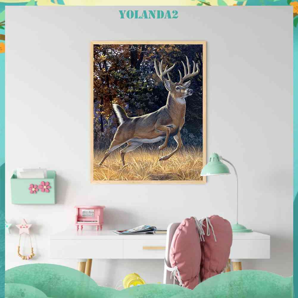 Bộ Tranh Đính Đá Tự Làm Hình Hươu Kích Thước 40x50cm