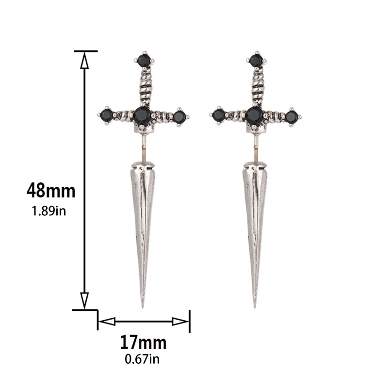 Khuyên Tai Đính Đá Phong Cách Gothic Punk Cổ Điển