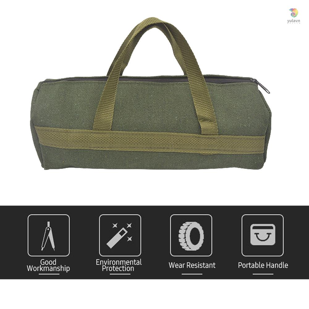 Túi Canvas Đựng Dụng Cụ Đa Năng Có Khóa Kéo Miệng Rộng Tiện Dụng