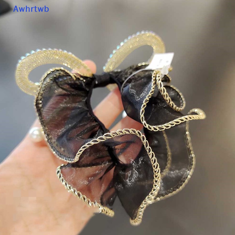 Dây Cột Tóc Co Giãn Đính Đá Hình Nơ Lớn Thanh Lịch Cho Nữ Mới