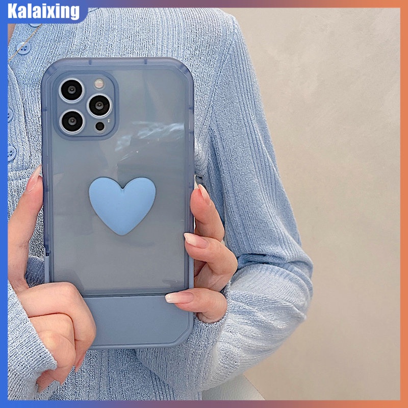 Ốp Điện Thoại Cứng Trong Suốt Có Giá Đỡ Hình Trái Tim Cho iPhone 14 Pro Max 13 Pro Max 7Plus 8Plus
