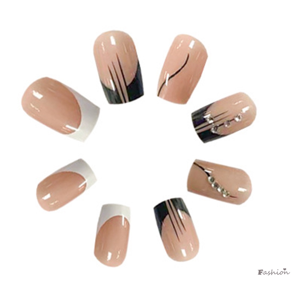 Bộ Móng Tay Giả Màu Đen Thoải Mái Che Phủ Toàn Diện