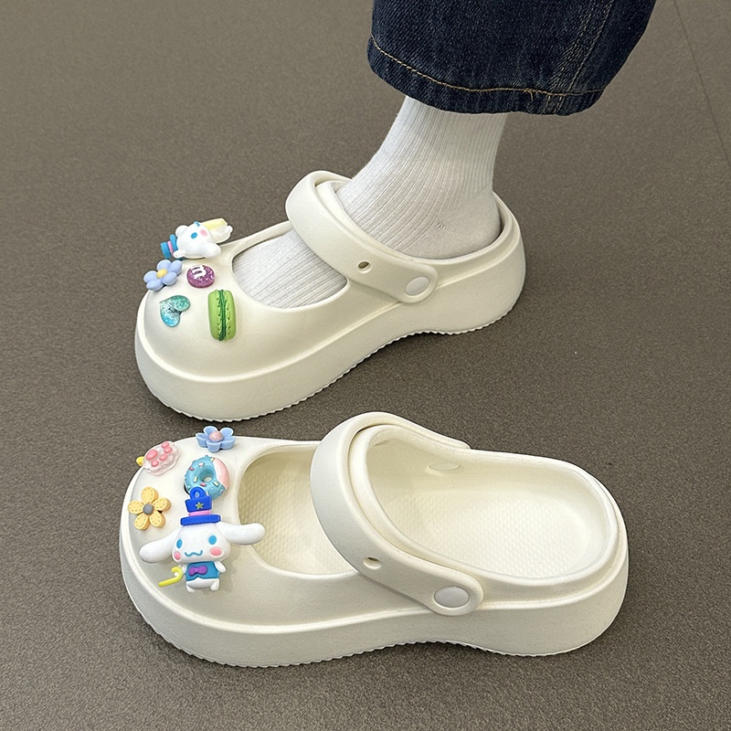 Dép Bít Mũi Đế Dày Đục Lỗ Họa Tiết Hoạt Hình Dễ Thương Thời Trang Mùa Hè Cho Nữ