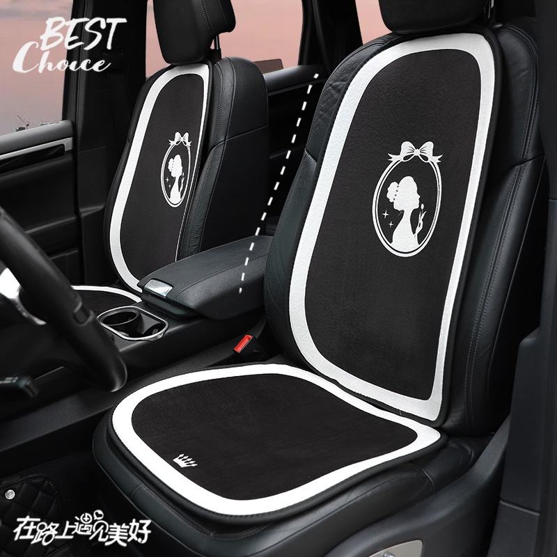 Automotive General Winter Car Cushion Plush Printing Warm Soft Comfortable Vehicle Cushion Fashion Goddess Style Car seat decorative pad car interior accessories