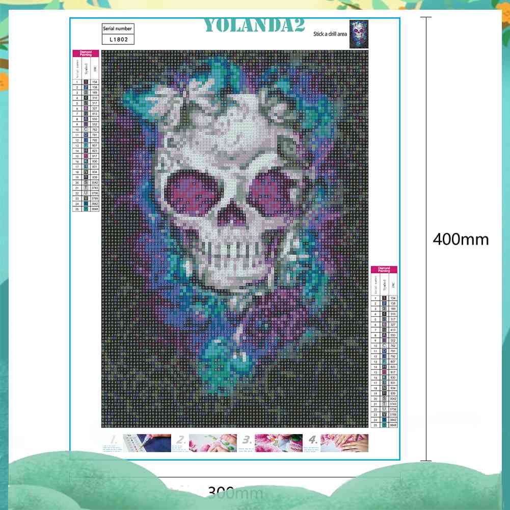 Tranh Đính Đá Kim Cương Toàn Bộ 5D DIY Hình Vẽ Đầu Lâu