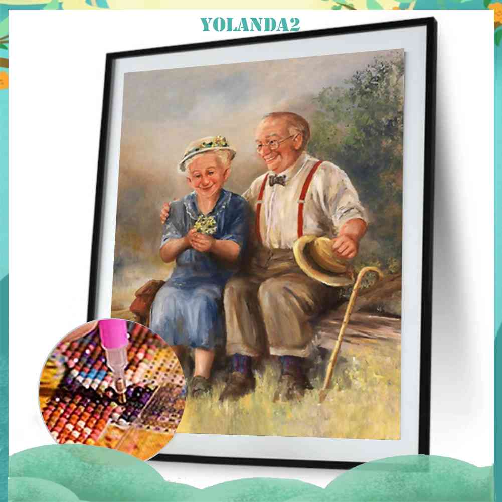 Tranh Đính Đá Kim Cương Toàn Bộ 5D DIY Hình Người Già Ấm Áp