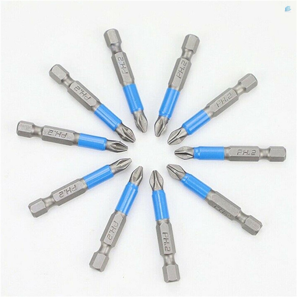 Bộ 10 Mũi Khoan Từ Tính 50mm 1 / 4 Inch PH2 s2mwvn Chống Trượt