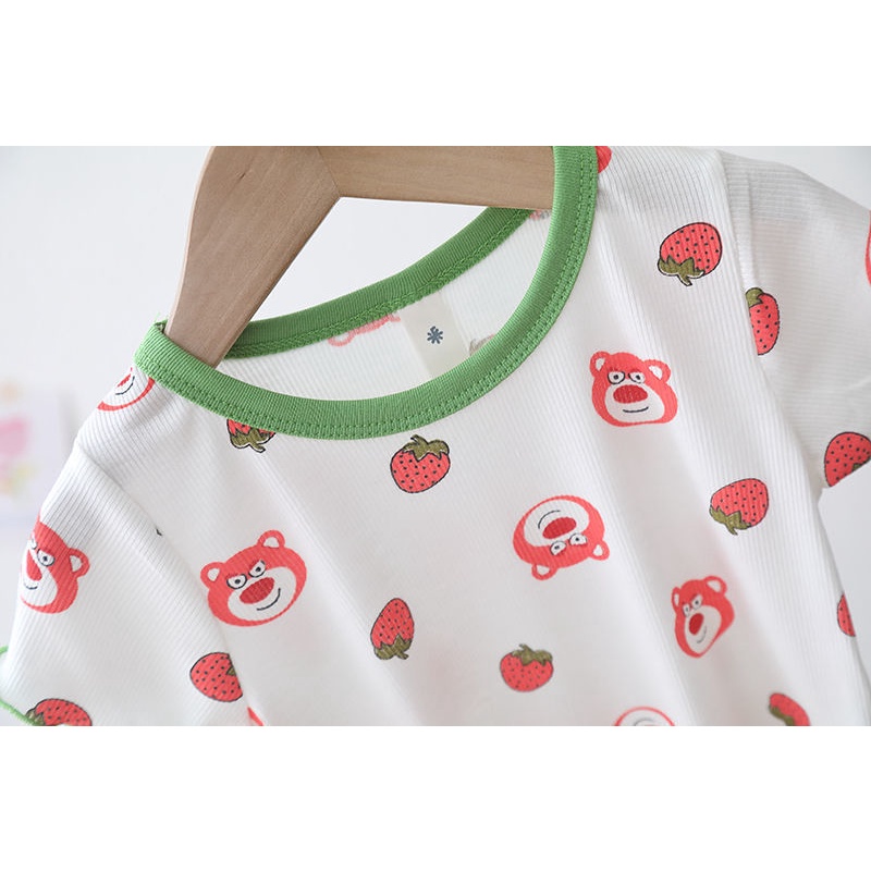 Bộ Đồ Ngủ Bằng Lụa Mát Phong Cách Hàn Quốc Thời Trang Mùa Hè Kích Thước 90-140CM Dành Cho Bé Gái