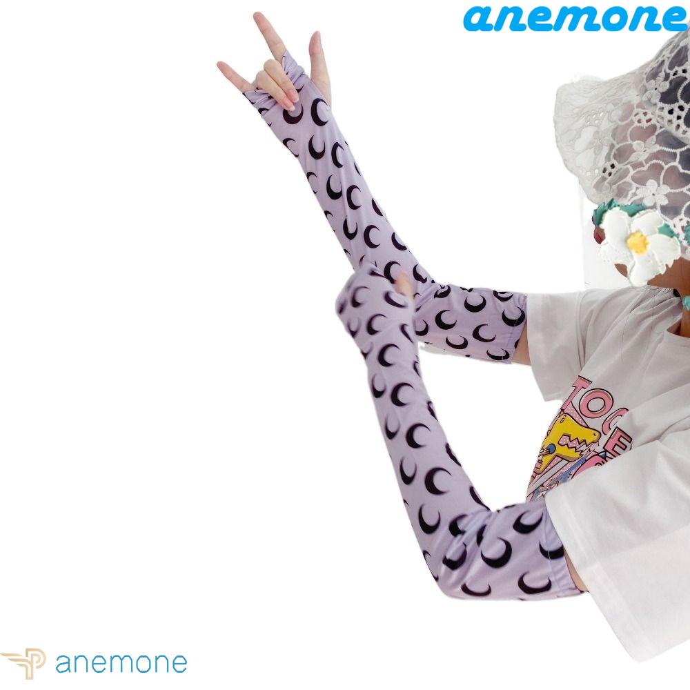 Ống Tay Áo Chống Nắng Làm Mát In Họa Tiết Hoạt Hình Mặt Trăng Dễ Thương Cho Nữ