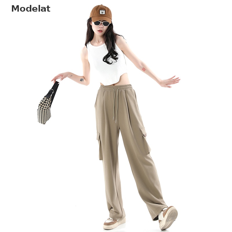 Mfc Quần Baggy Lưng Cao Ống Rộng Có Túi Phong Cách Thời Trang Harajuku Đường Phố Hàn Quốc WTD