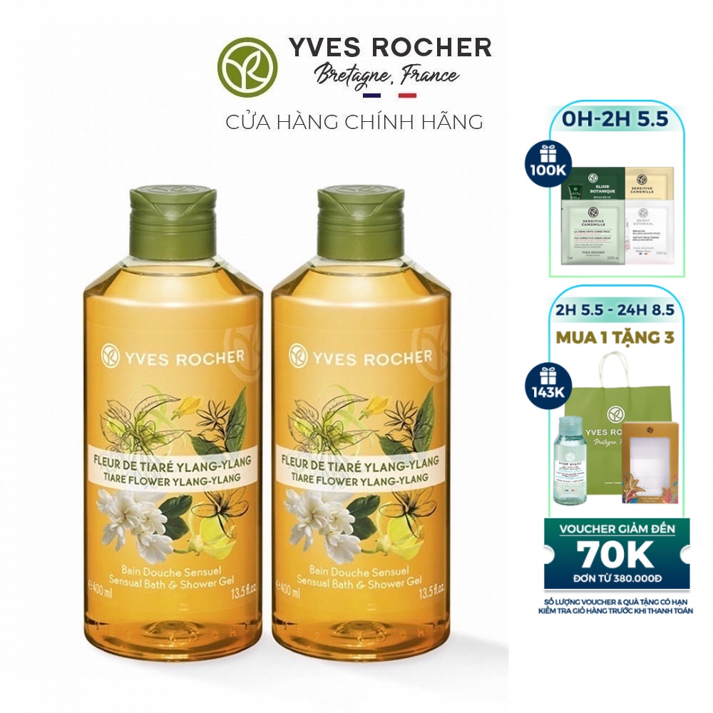 Combo 2 Sữa Tắm Yves Rocher Sensual Shower Gel Tiare Flower & Ylang Ylang 400ml