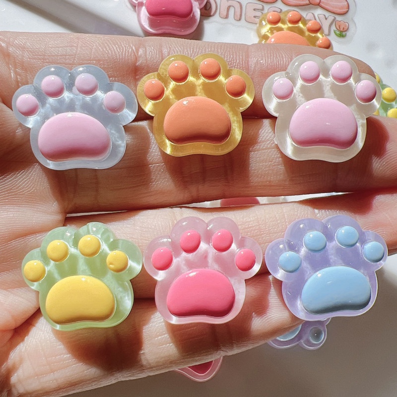 Bộ 20 Miếng Nhựa Trong Suốt Hình Dấu Chân Gấu Làm Phụ Kiện Giày / Nón DIY