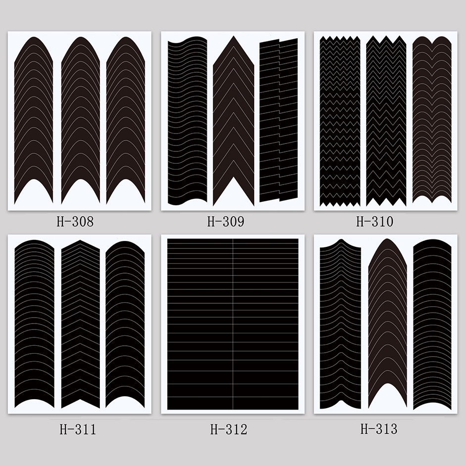 Set 6 Tấm Sticker Dán Móng Màu Đen Kiểu Pháp